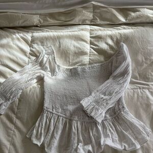 White Smocked Off-Shoulder INC Top